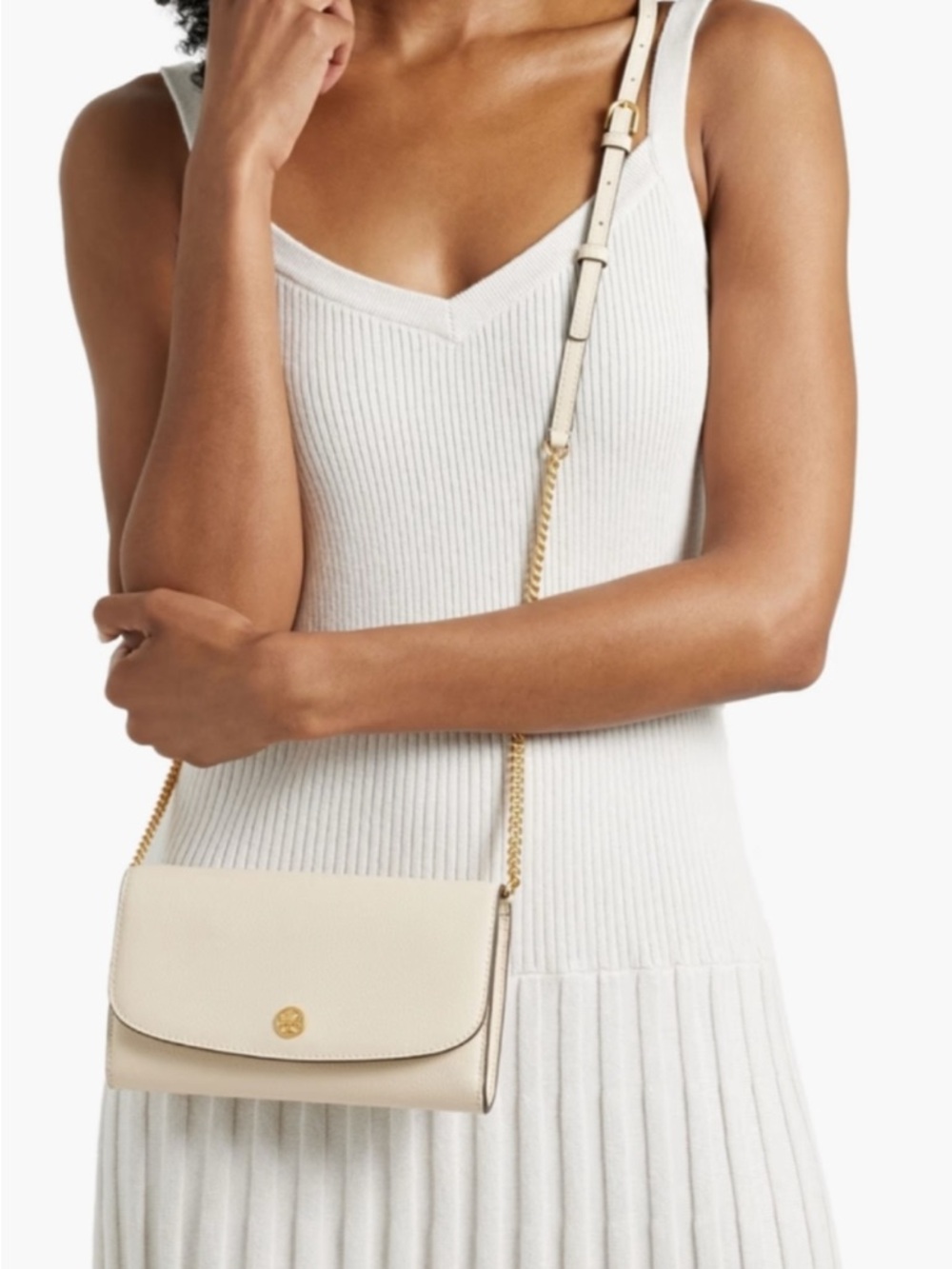 Tory Burch Robinson Crossbody Wallet Bag in cream